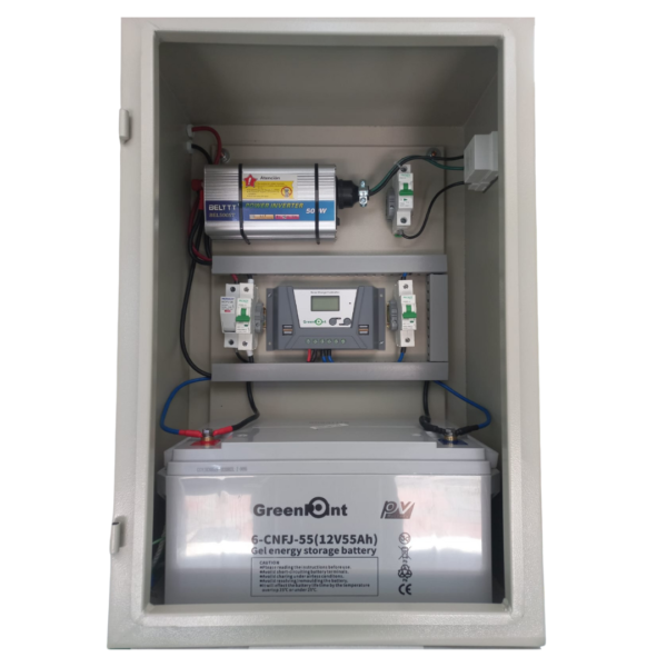 Planta solar básica 670W/día armada en gabinete metálico
